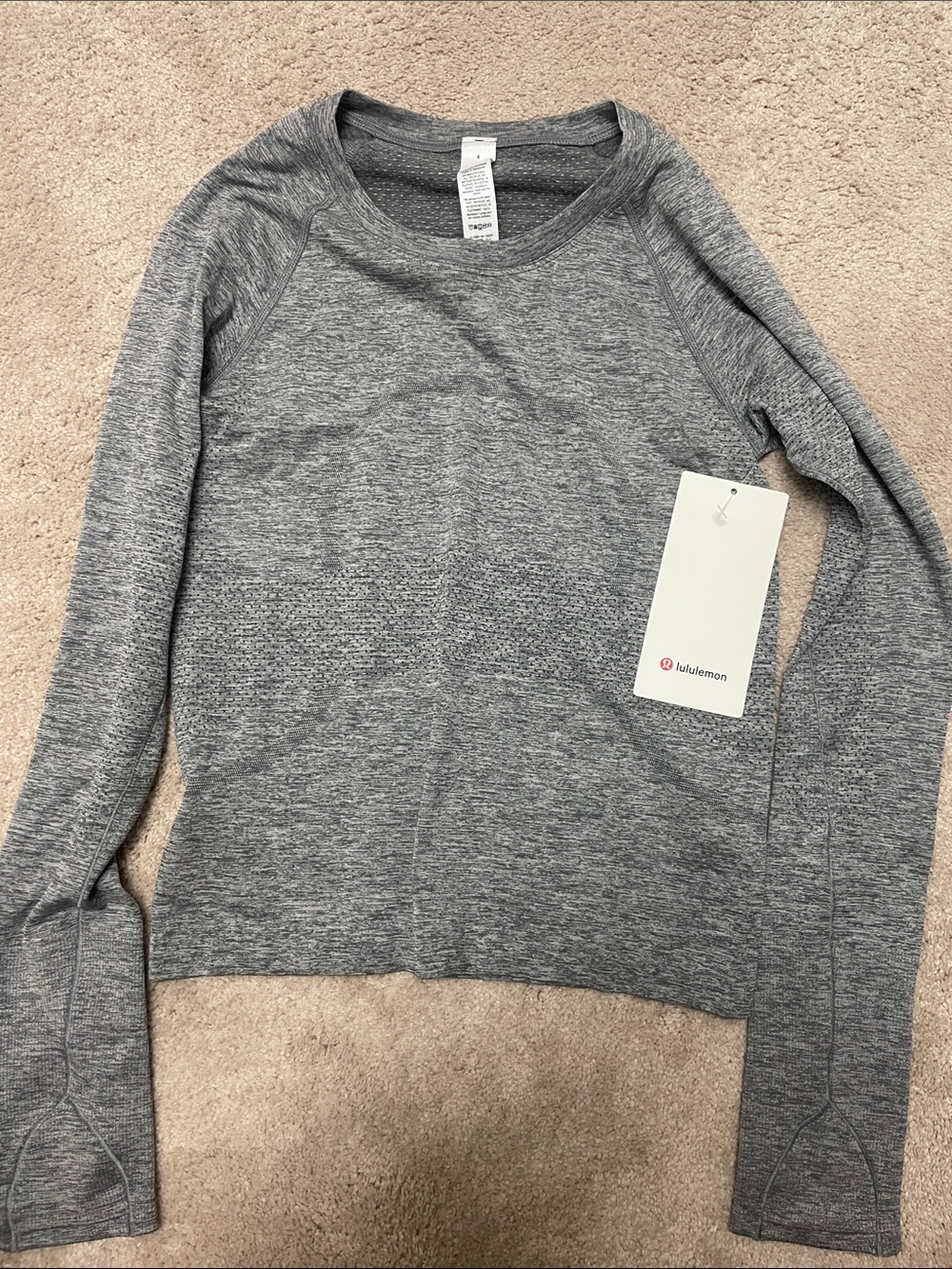 lululemon athletica Gray Seamless Long-Sleeve Crew Top
